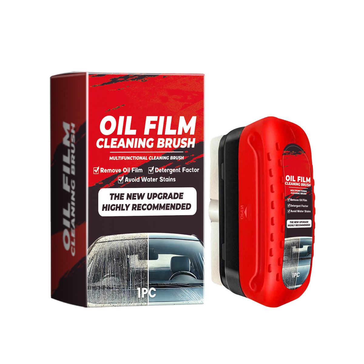 Car Glass Oil Film Cleaner with Integrated Liquid Brush – Anti-Fog + Rain Repellent