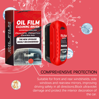 Car Glass Oil Film Cleaner with Integrated Liquid Brush – Anti-Fog + Rain Repellent