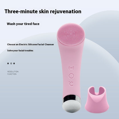 Silicone Facial Cleansing Brush – Electric Vibration Skin Exfoliator