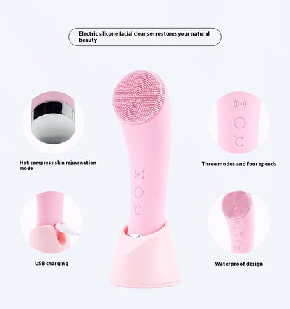 Silicone Facial Cleansing Brush – Electric Vibration Skin Exfoliator