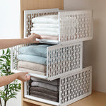 Storage Box with Reinforced Handles & Clear Window – Jeans, Pants, Sweaters, Leggings (Gray, Large)"