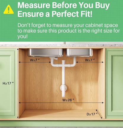 Metal Adjustable Height Two-Tier Drawer Kitchen Bathroom Under Sink Storage Rack