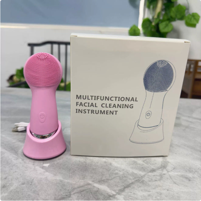 Silicone Facial Cleansing Brush – Electric Vibration Skin Exfoliator
